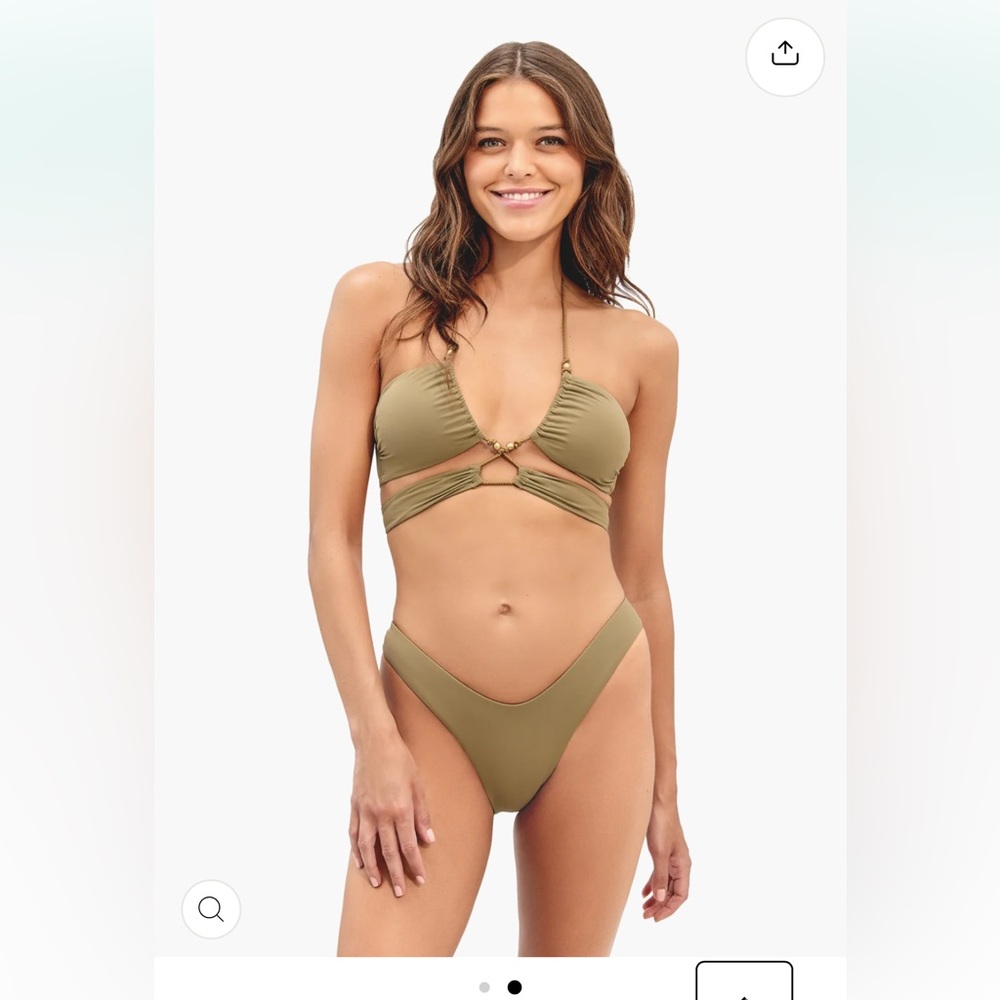 NWT ViX by Paula Hermanny Solid Gi Beaded Bikini set in olive